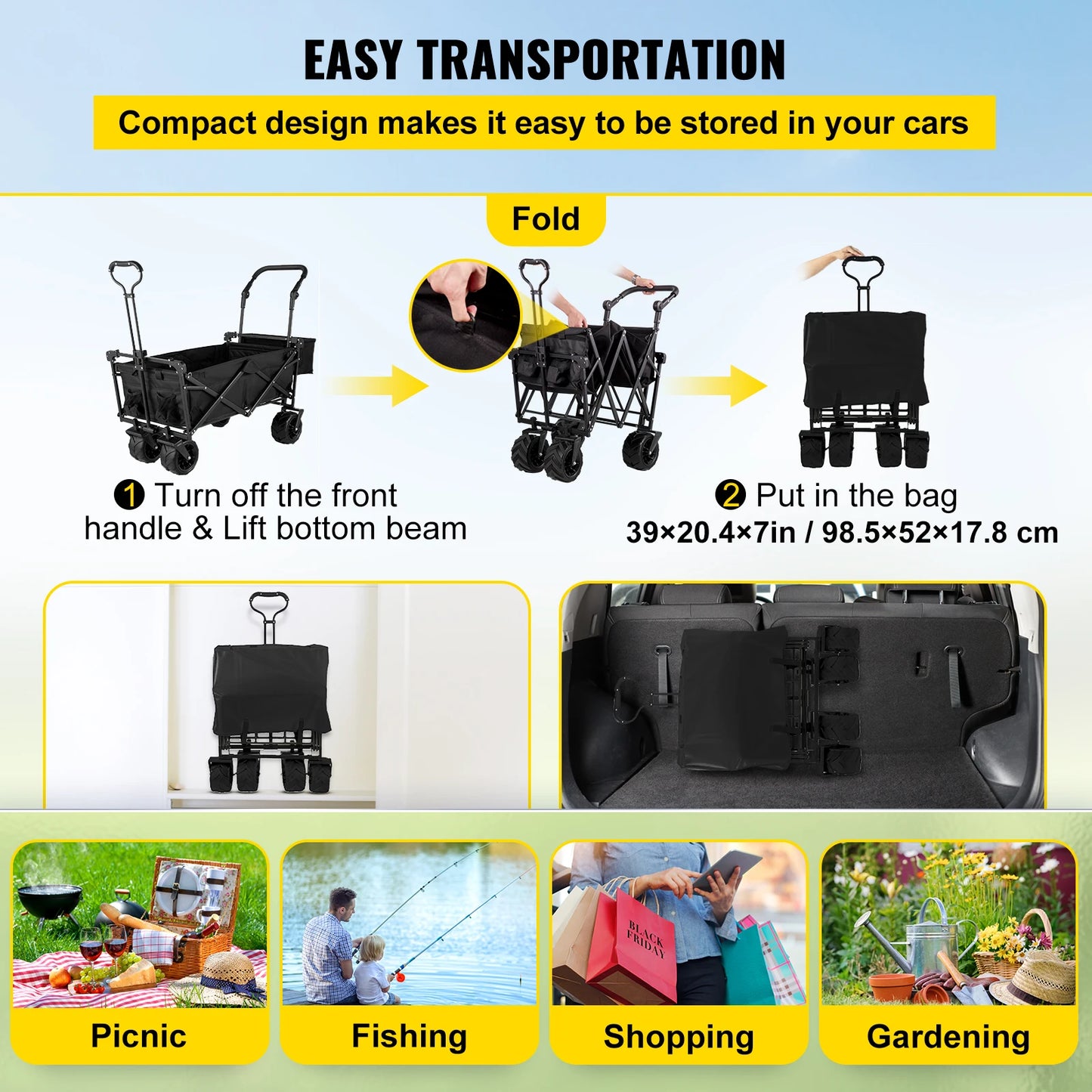 RoverRoo™ | All Terrain Foldable Stroller Wagon w/ Canopy and Storage